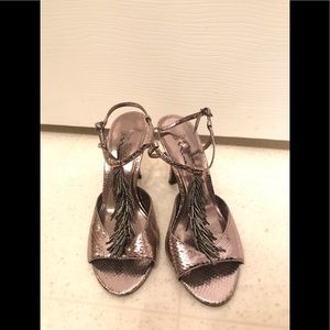 Nina faux snake print beaded heal